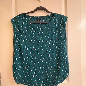 Ann Taylor Factory Teal and White Patterned Blouse
